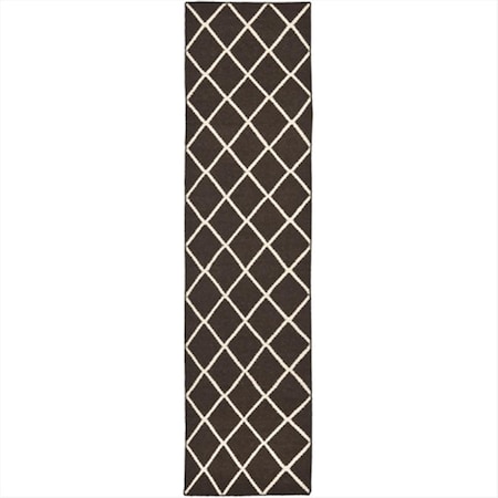 Safavieh 2 Ft. -6 In. X 8 Ft. Runner Contemporary Dhurries- Brown And Ivory- Flatweave Rug DHU565C-28